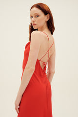 Matteau Cowl Slip Dress in Rosso