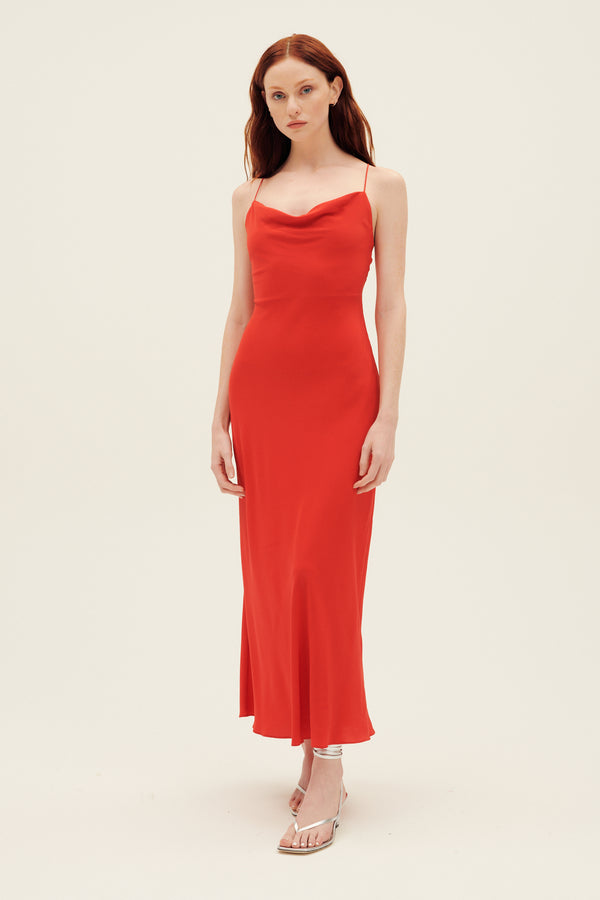 Matteau Cowl Slip Dress in Rosso