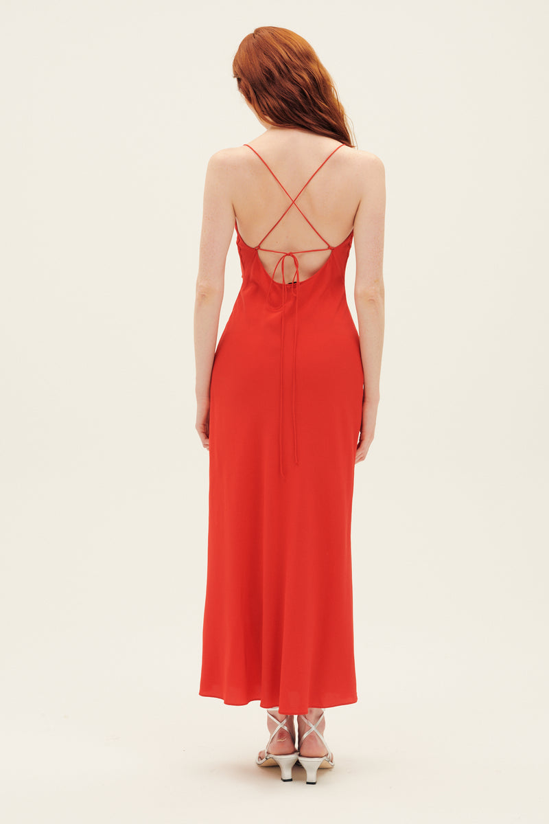 Matteau Cowl Slip Dress in Rosso