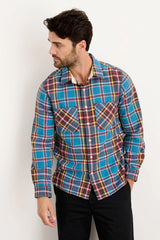 ALEX MILL Chore Shirt In Blue Flannel