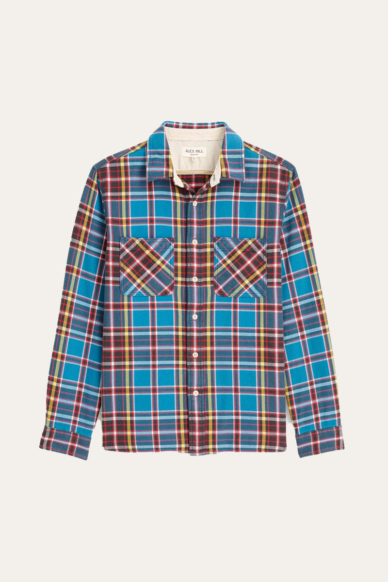 ALEX MILL Chore Shirt In Blue Flannel