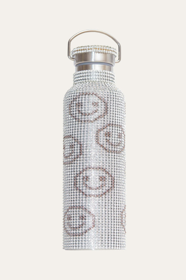 Rhinestone Water Bottle Smiley Face