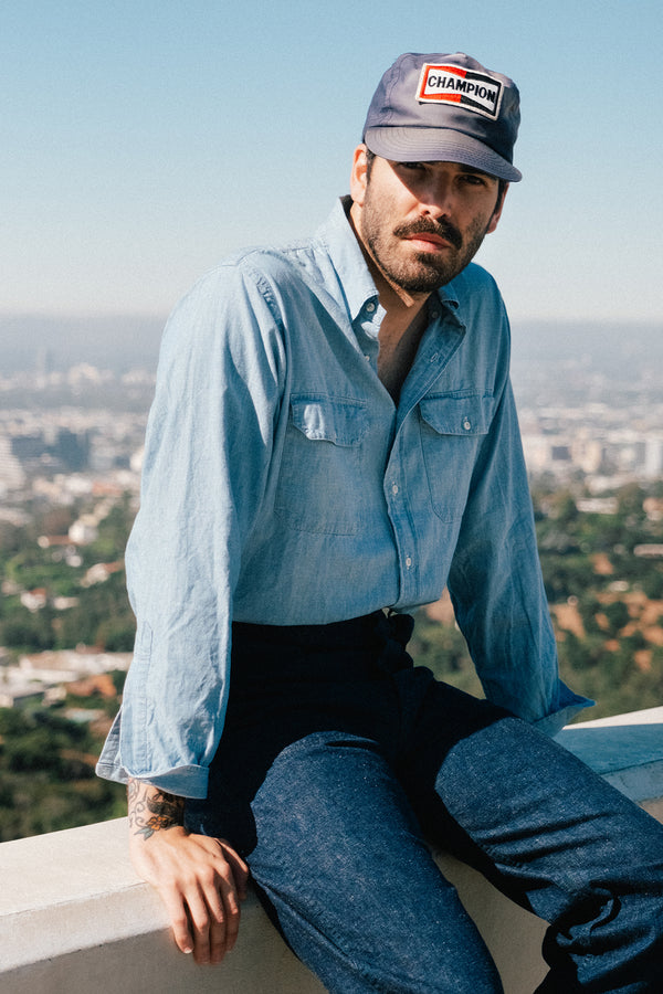 Chambray Button Down Safari Shirt