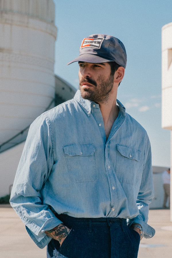 Chambray Button Down Safari Shirt