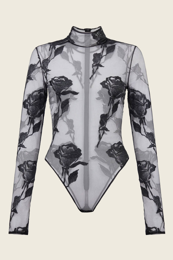 DAVID KOMA Rose Macrame Bodysuit