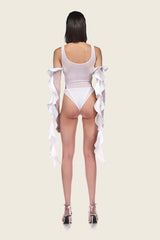 David Koma Tulle Corset Bodysuit in White