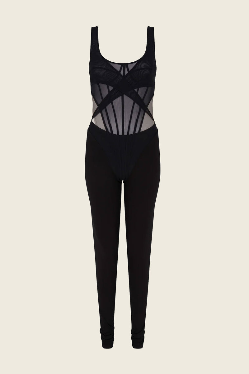 David Koma Tulle Corset Jumpsuit