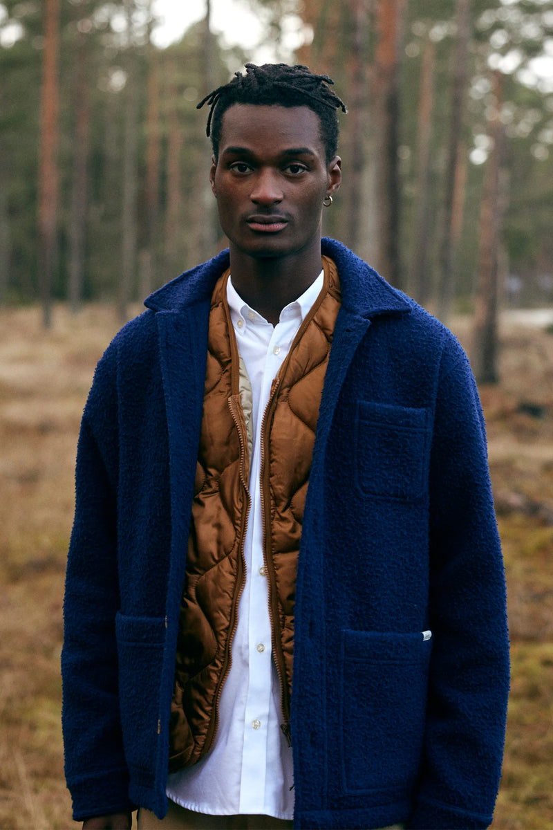 Stay Wool Overshirt in Navy