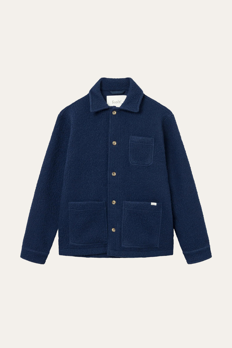 Stay Wool Overshirt in Navy