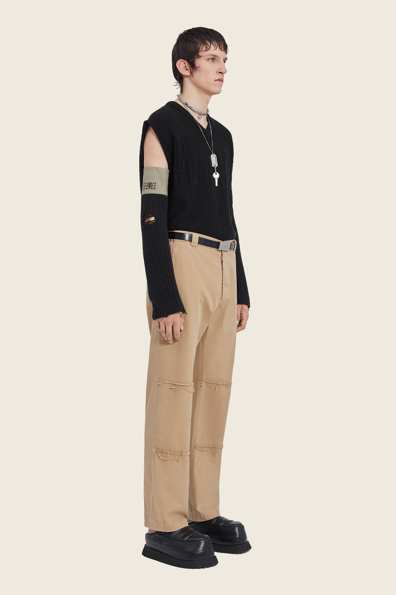 MM6 Beige Pants Knee Detailing