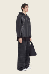MM6 Black Leather Sports Jacket