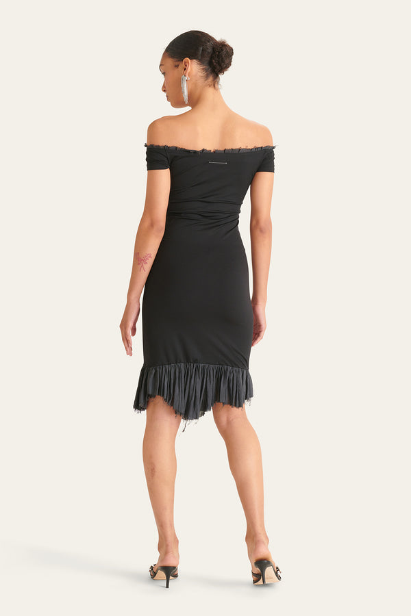 MM6 Off The Shoulder Black Mini Dress