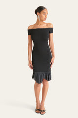 MM6 Off The Shoulder Black Mini Dress