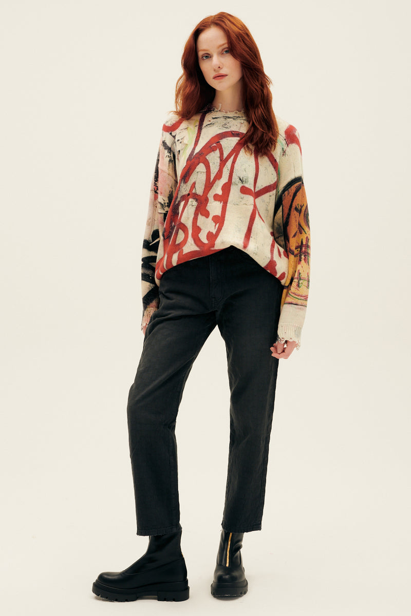 R13 Mercer Street Oversized Graffiti Sweater