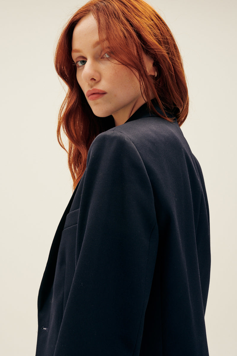 Gael Boyfriend Jacket in Dark Navy
