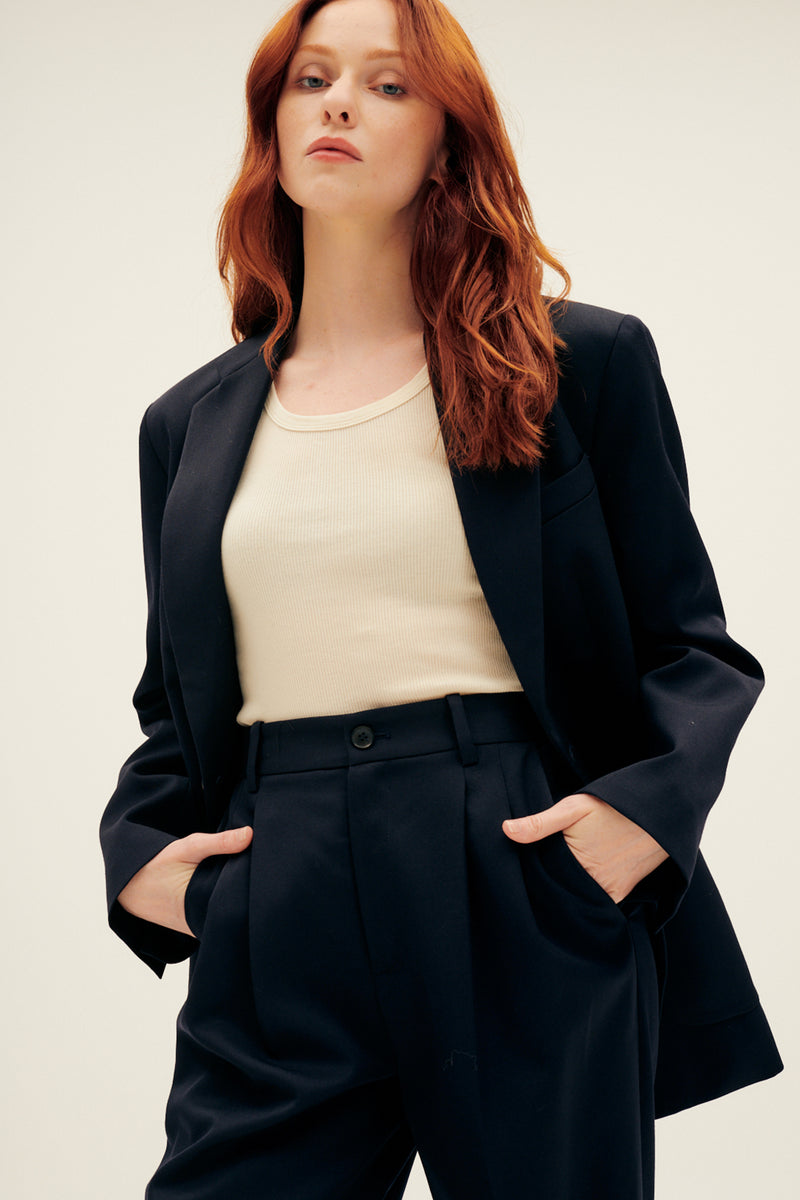 Gael Boyfriend Jacket in Dark Navy