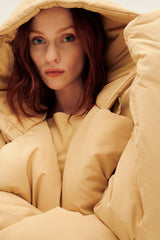 Hooded Sleeping Bag Coat to Midcalf Sand