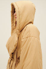 Hooded Sleeping Bag Coat to Midcalf Sand