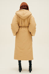 Hooded Sleeping Bag Coat to Midcalf Sand