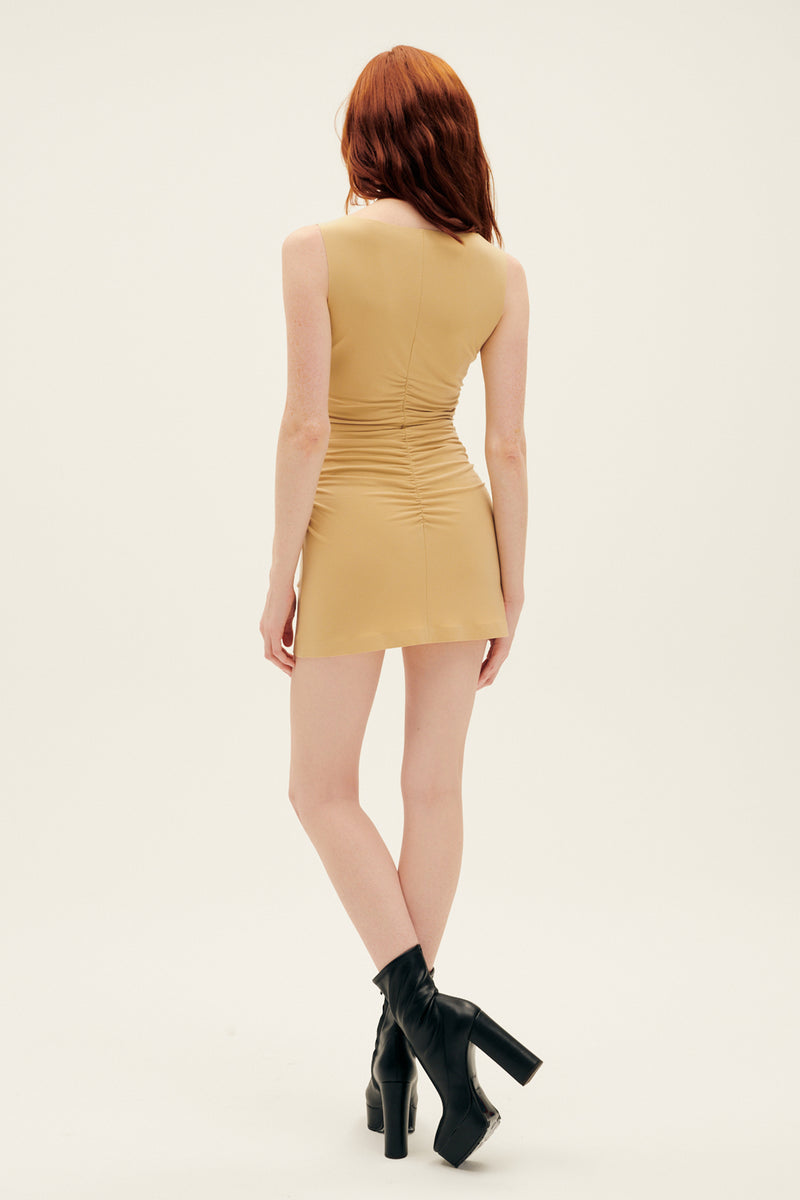 Norma Kamali Sleeveless Pickleball Mini Dress in Sand 