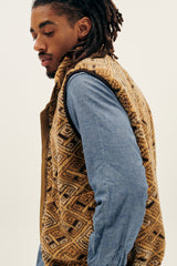 African Pattern Boa Fleece Vest