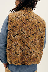 African Pattern Boa Fleece Vest