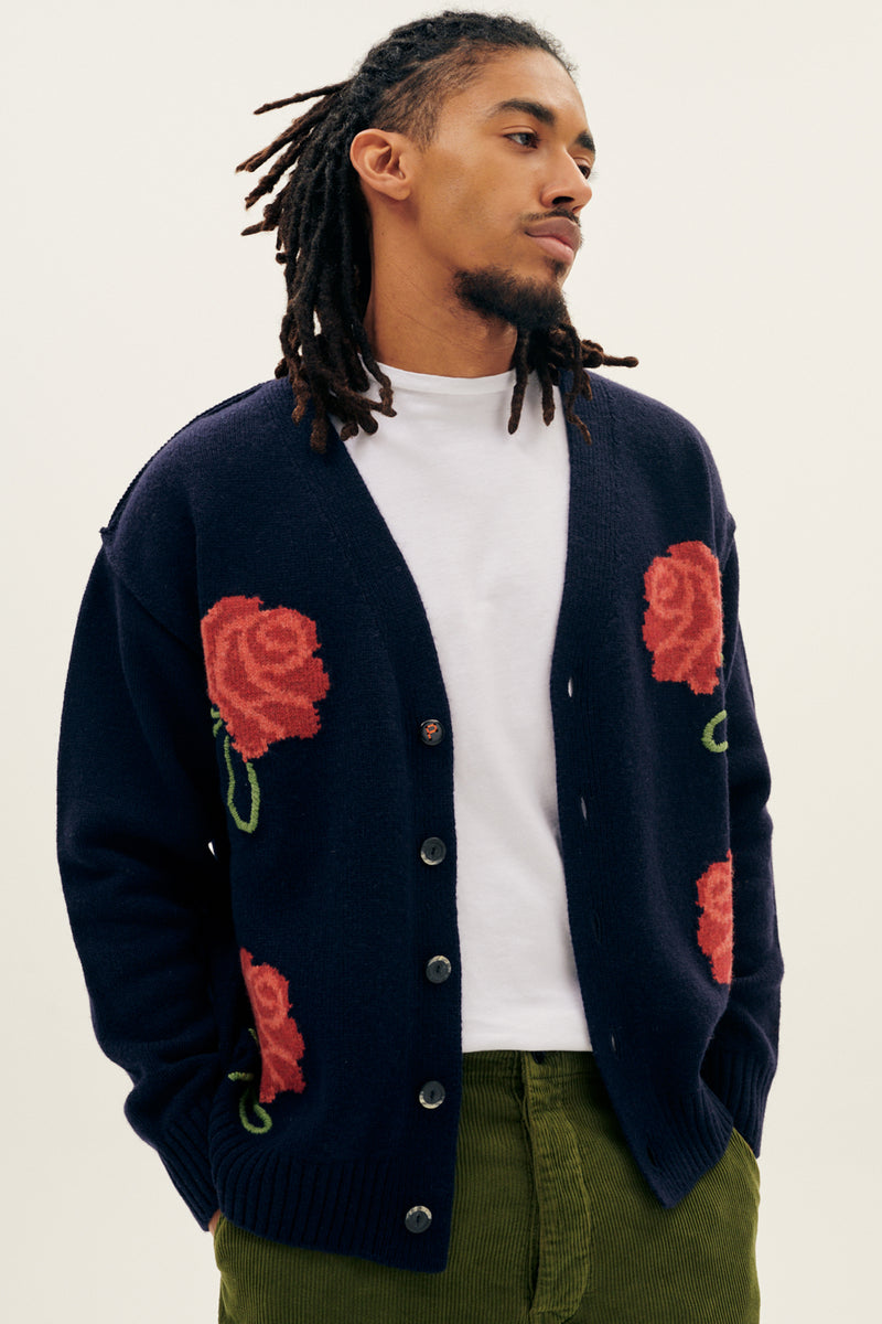 Cardigan Over P'S Wool Intarsio Rose