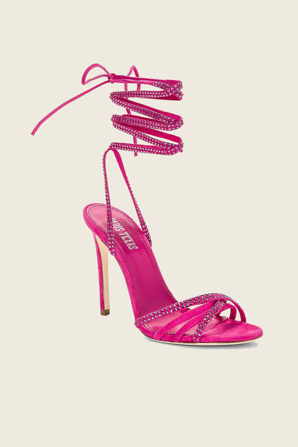 Paris Texas Hollywood Nicole Lace Up Sandal Pink Ruby