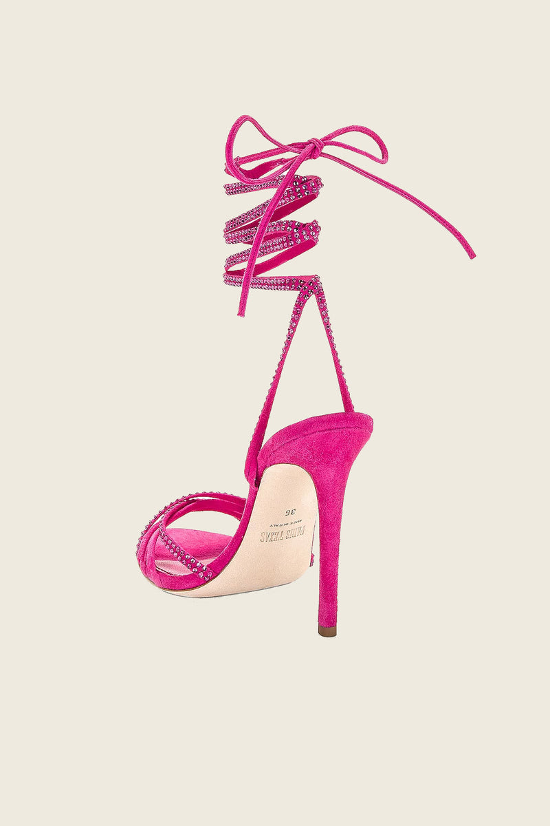 Paris Texas Hollywood Nicole Lace Up Sandal Pink Ruby