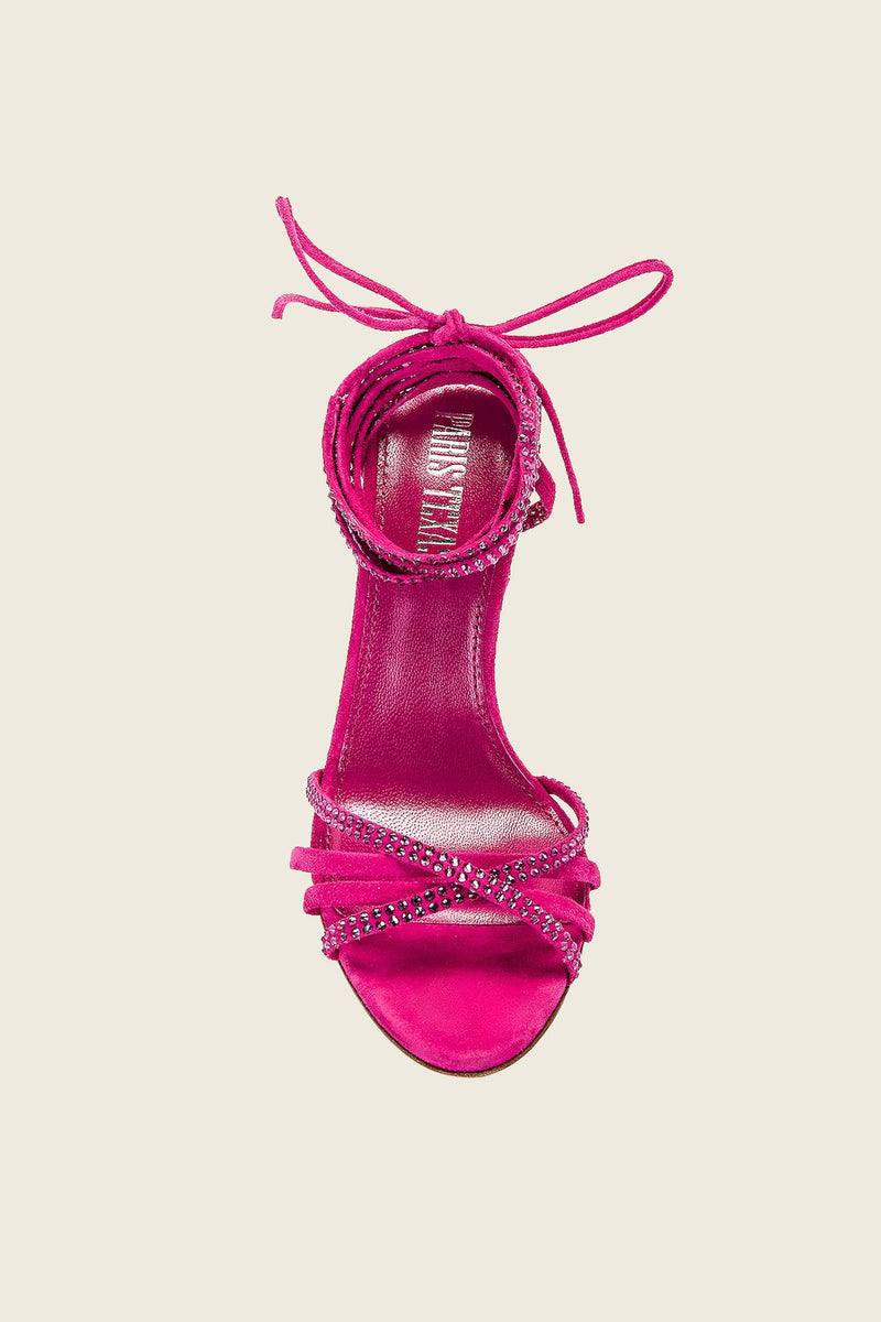 Paris Texas Hollywood Nicole Lace Up Sandal Pink Ruby