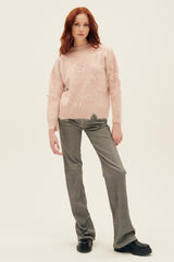 Shrunken Deconstructed Crewneck in Light Pink