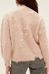 Shrunken Deconstructed Crewneck in Light Pink