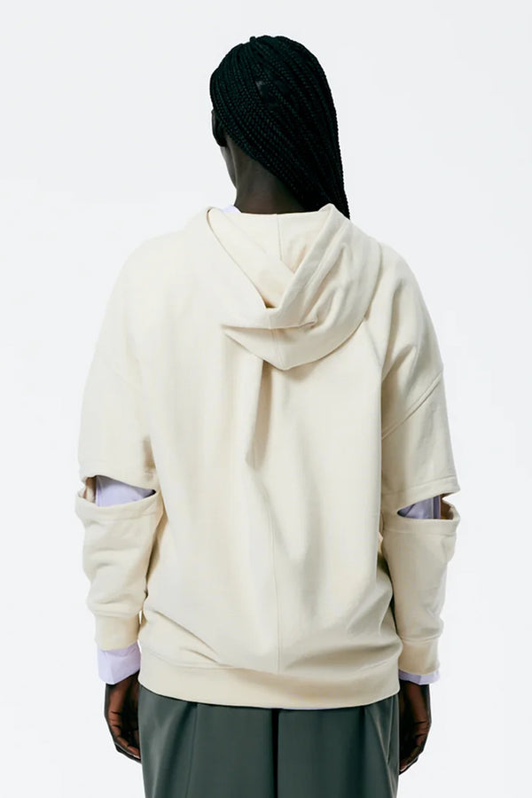 TIBI Hooded Cocoon Sweatshirt in Ivory