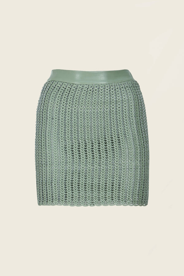 Braid Leather Mini Skirt