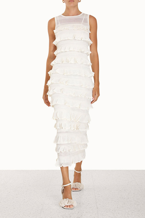 Zimmermann Wonderland Frill Midi Dress