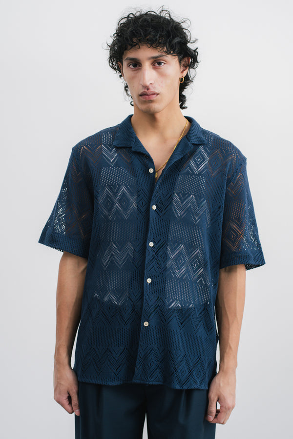 A Kind Of Guise Gioia Shirt in Midnight Crochet 