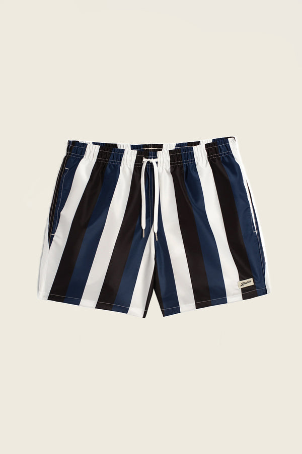Bather Blue & Black Stripe Swim Trunk