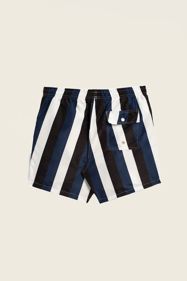 Bather Blue & Black Stripe Swim Trunk