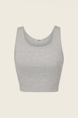 Cropped Scoop Neck Tank in Heather Grey
