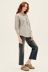 Barry Tailored Button Up Shirt in Navy Natural Stripe