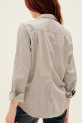 Barry Tailored Button Up Shirt in Navy Natural Stripe
