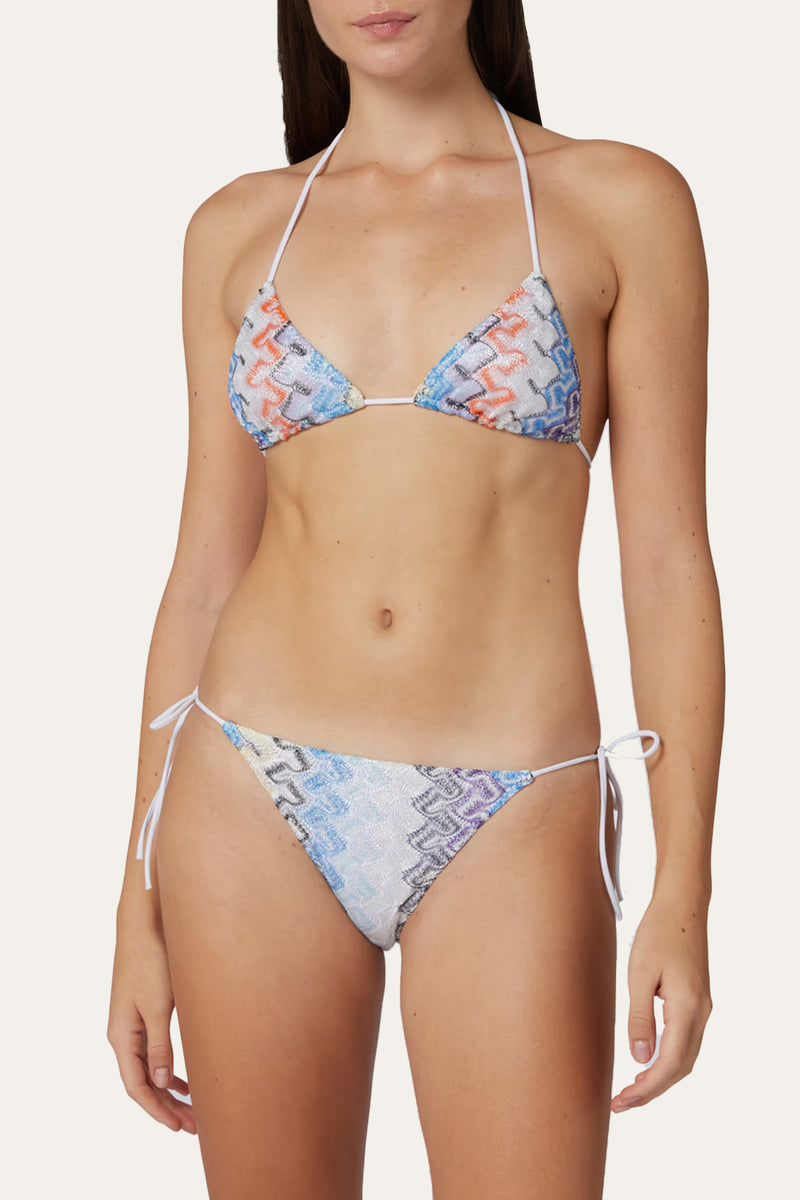 Lace-effect Viscose Knit Bikini With Lamé