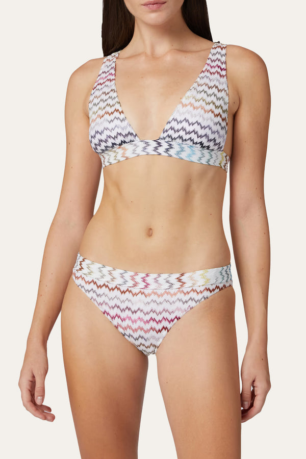 Bikini in zigzag knit with lamé
