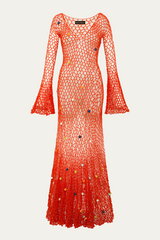 Siedres Willow Hand Knit Flared Maxi Dress With Multicolor Beads