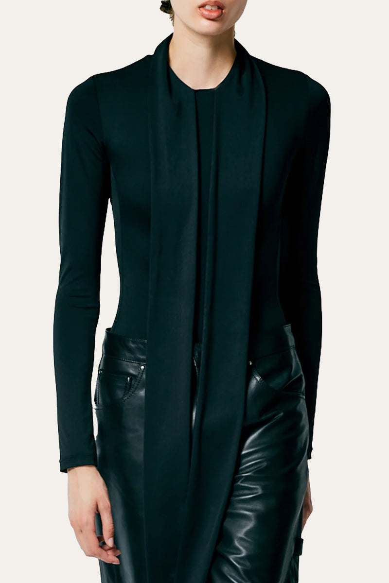 Tie Neck Stretch Bodysuit