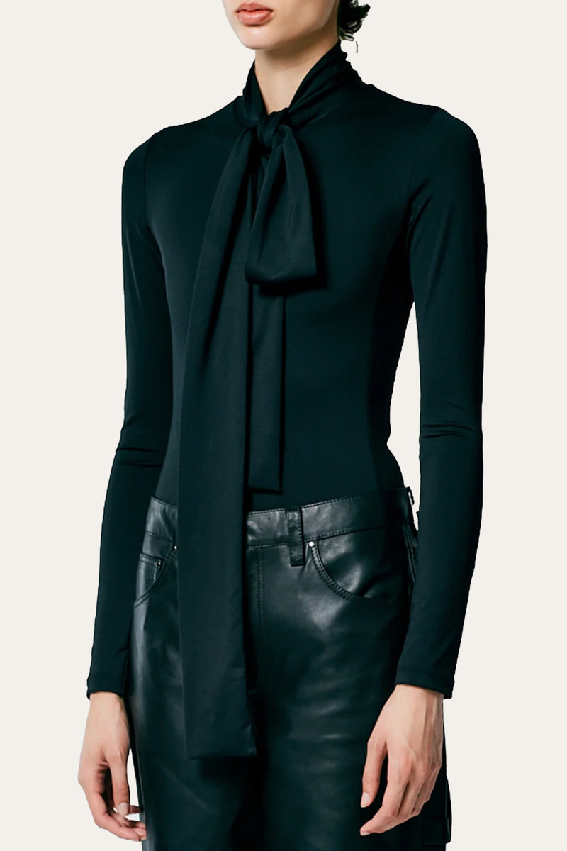 Tie Neck Stretch Bodysuit