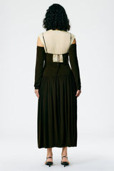 TIBI Drapey Jersey Cut Out Sculpted Shirred Dress