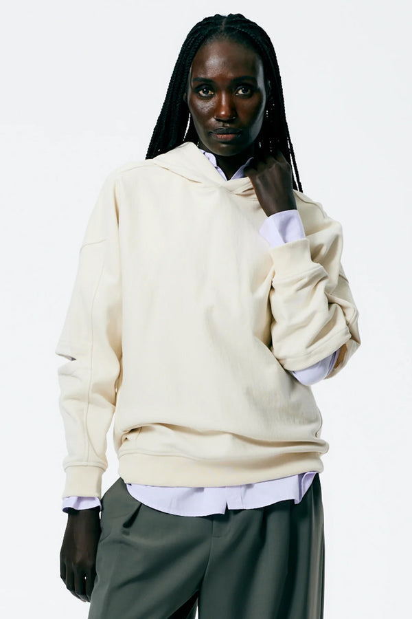 TIBI Hooded Cocoon Sweatshirt in Ivory