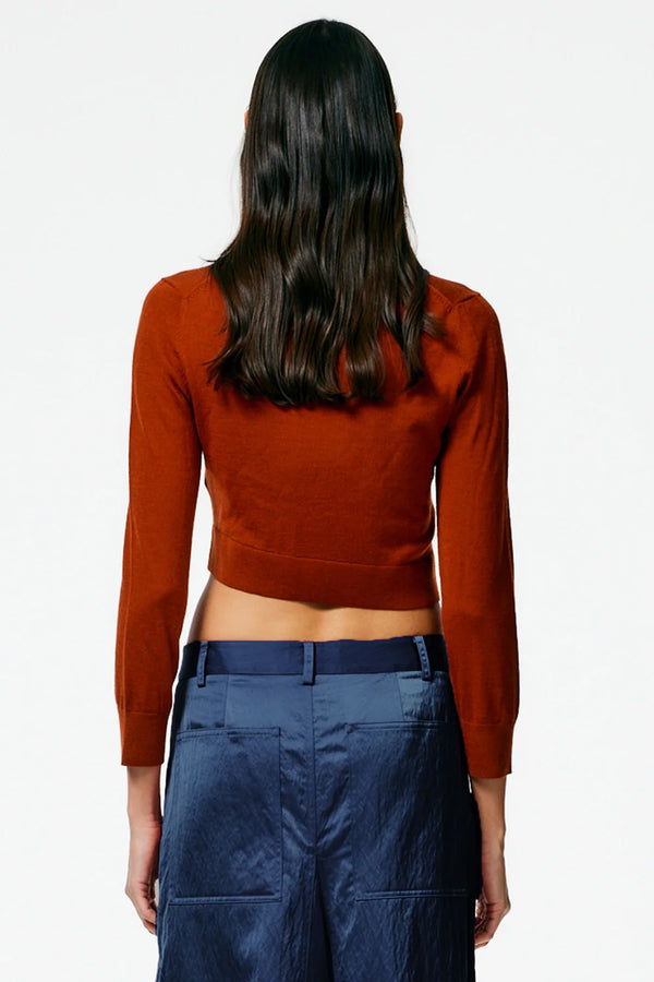 TIBI Cashmere Silk Super Cropped Asymmetrical Cardigan