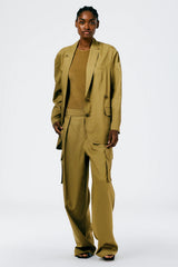 TIBI Drapey Suiting Cotton Liam Blazer